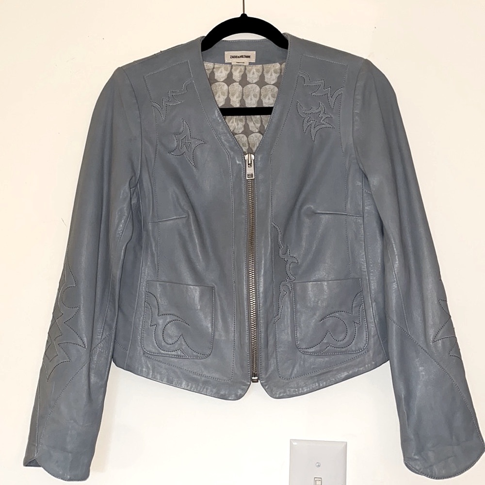 Zadig & Voltaire Bluish Gray Leather Jacket